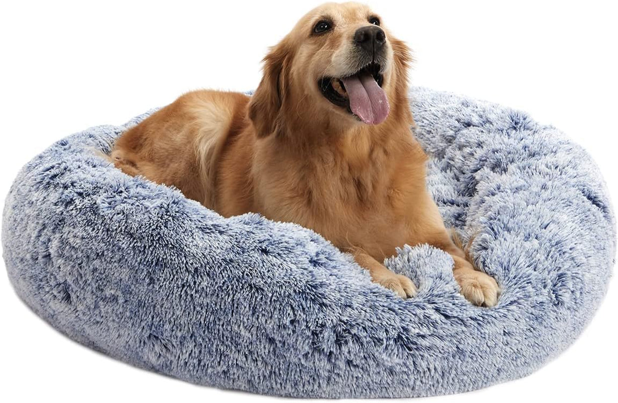 Calming Donut Dog Bed, 36" - Fluffy, Anti-Anxiety, Washable for Large Dogs - Various Colors & Sizes