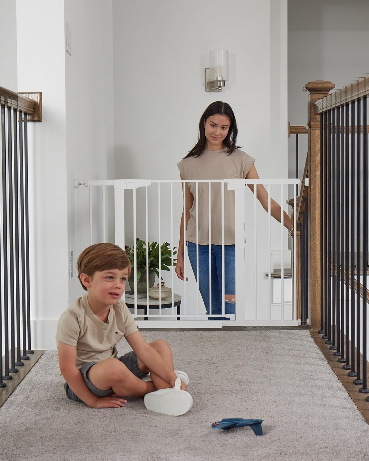 Cumbor Extra Wide Baby & Dog Gate - Walk Thru Auto-Close Gate for Stairs & Doorways, Easy Install