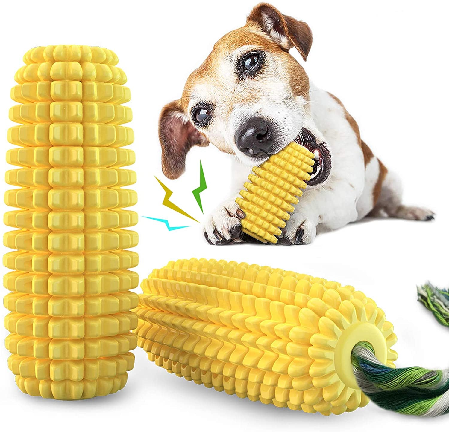 Carllg Tough Squeaky Dog Chew Toy: Durable, Interactive for All Dog Sizes, Corn Stick Design