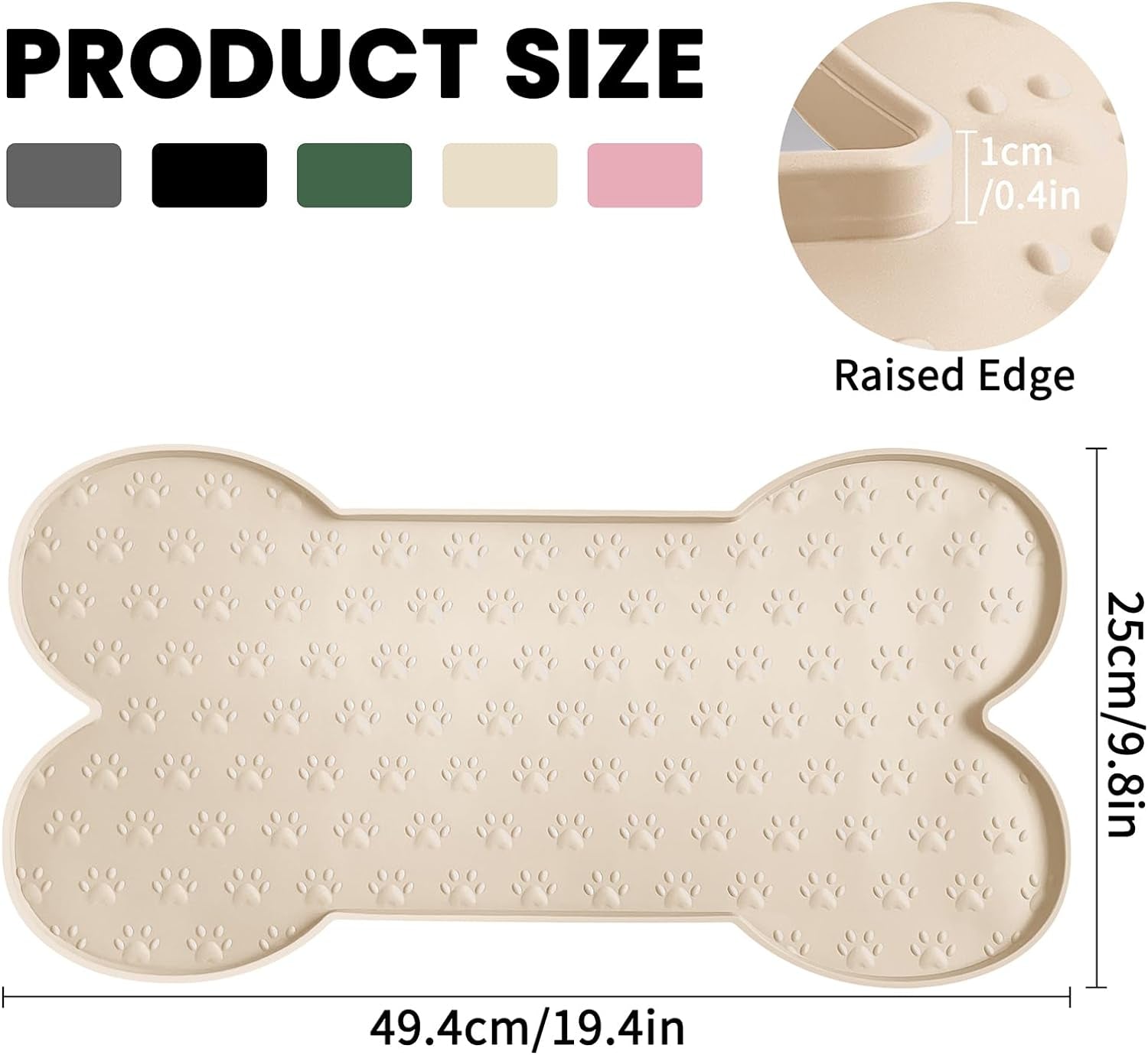 Anti-Slip Silicone Dog Food Mat - Waterproof, Raised Edge, Suitable for Small to Medium Pets