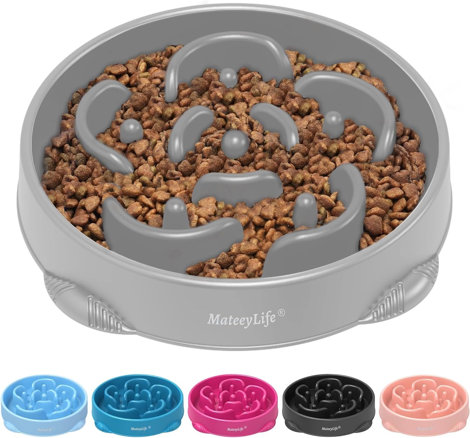 Mateeylife 1 or 2 Pieces, Slow Feeder Dog Bowls: Anti-Choking Puzzle Bowls - Various Colors