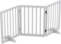 Wooden Foldable Dog Gate, Freestanding Multi-Panel Indoor Pet Gate, Extra Wide 24