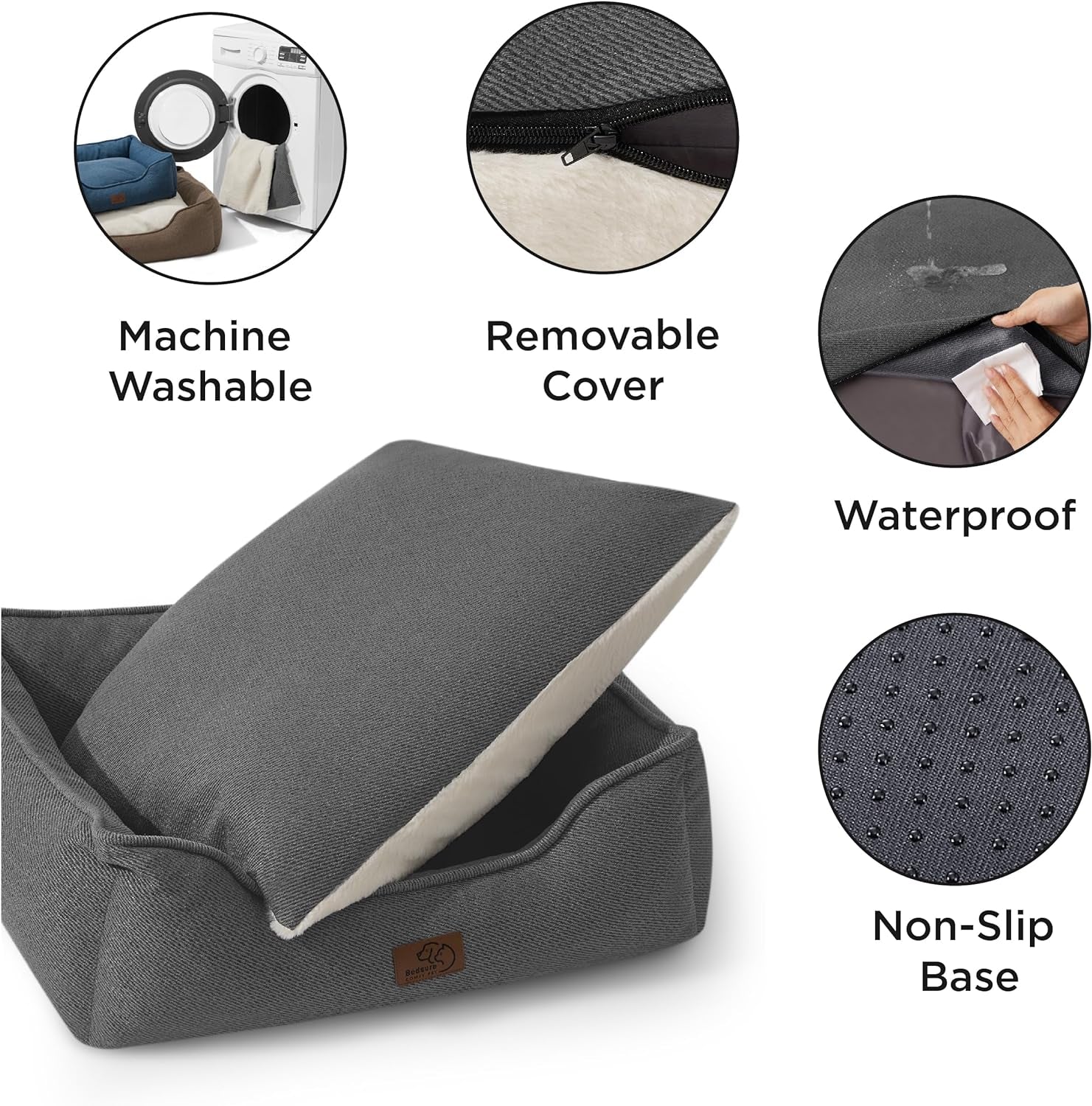 Bedsure Waterproof Dog Bed, Medium, All-Season Orthopedic Foam, Washable - 30x24x9", Grey