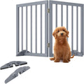 Wooden Foldable Dog Gate, Freestanding Multi-Panel Indoor Pet Gate, Extra Wide 24