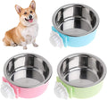 Kathson Dual Color Dog Crate Bowls, Stainless Steel, Removable, for Food & Water - 2 Pack