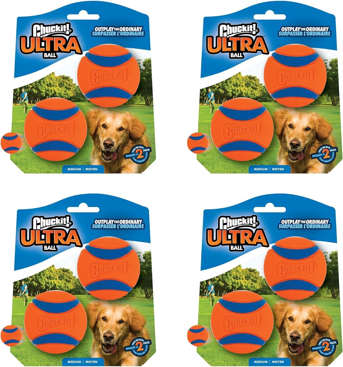 Chuckit! Ultra Ball Medium 8-Pack with Cleaning Bucket: Durable Dog Toy Set