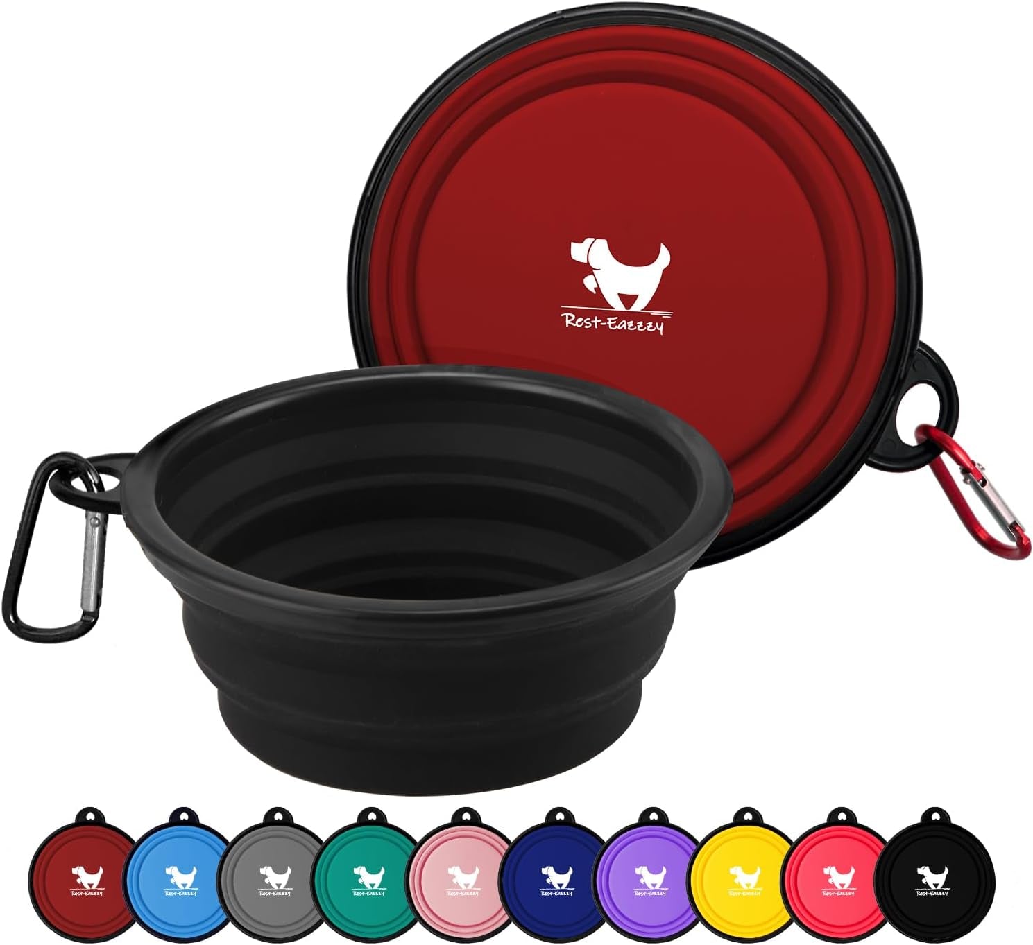 2-Pack Collapsible Dog Bowls with Carabiners: Portable, BPA-Free for Travel & Outdoor Activities