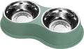 Double Dog Bowls - Stainless Steel, Non-Slip Resin Station, for Puppies, Medium Dogs