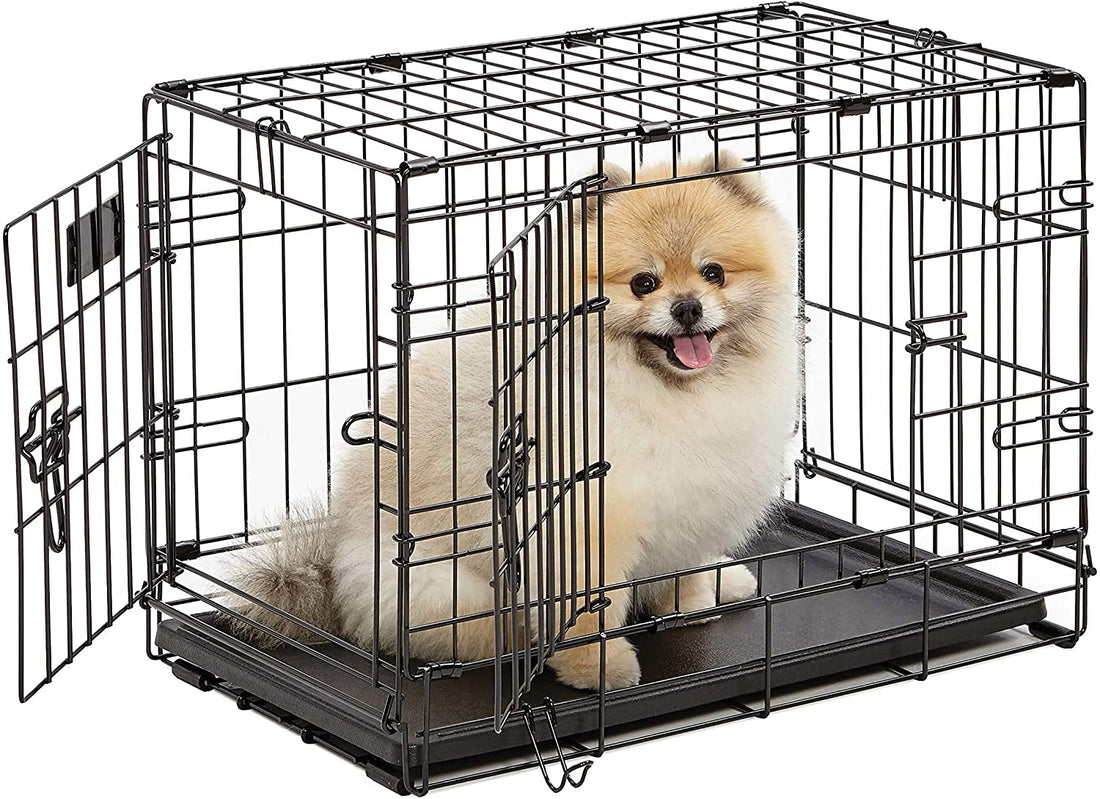 Midwest Double Door Enhanced Crate – Various-Sized Dog Crate with Leak-Proof Pan, Divider Panel, Patented Features, and Floor-Protecting Feet