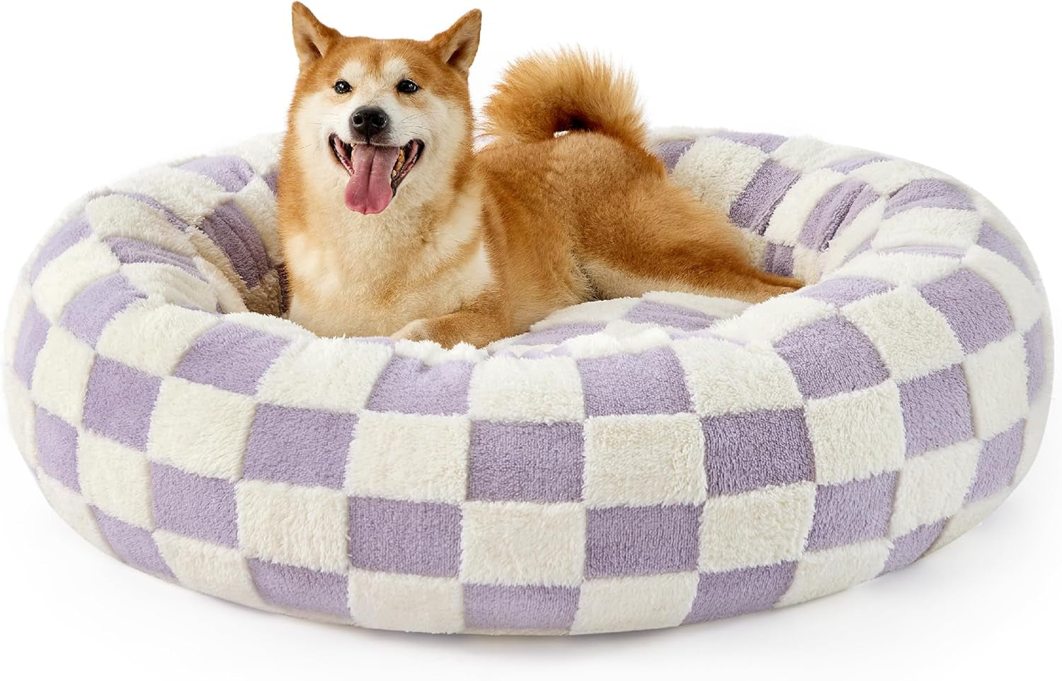 Lesure Donut Shaggy Plush Dog Bed: Calming, Anti-Slip, Various Colors & Sizes