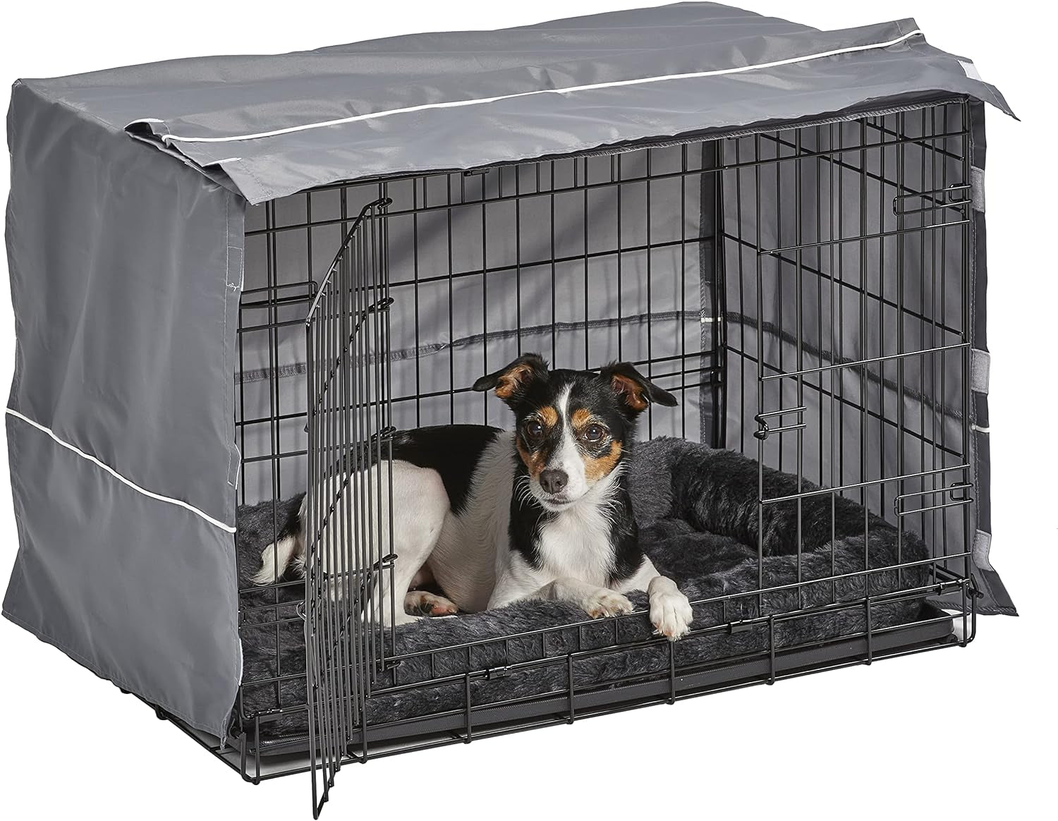 New World 30-Inch Dog Crate Comfort Kit - Matching Dog Bed & Crate Cover - Fits Midwest & New World Crates, Gray