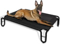 Cooling Outdoor Elevated Dog Bed: Raised Cot for Large Dogs up to 85 Lbs, Waterproof, Black