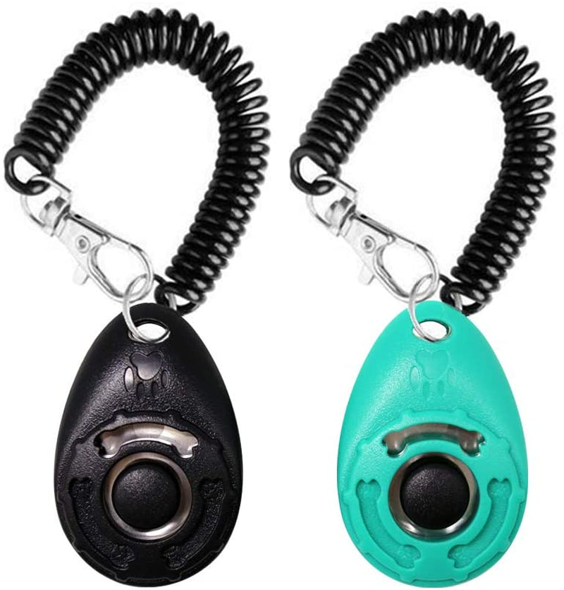 OYEFLY Dog Training Clicker 2-Pack: With Wrist Strap, Lightweight, Blue and White