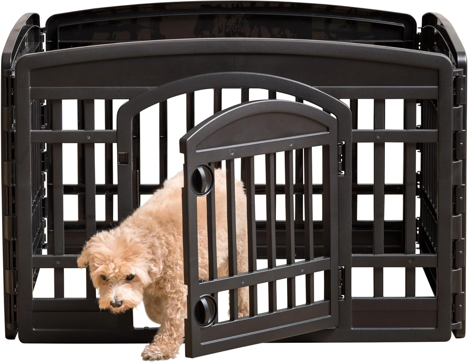 IRIS USA 4-Panel Dog Playpen with Door – Foldable, Customizable Indoor/Outdoor Puppy Playpen, Easy to Assemble, Portable Pet Pen