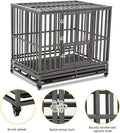 LUCKUP Heavy Duty Dog Cage Metal Kennel and Crate for Medium and Large Dogs, Pet Playpen with Four Wheels,Easy to Install,46 Inch,Black … …