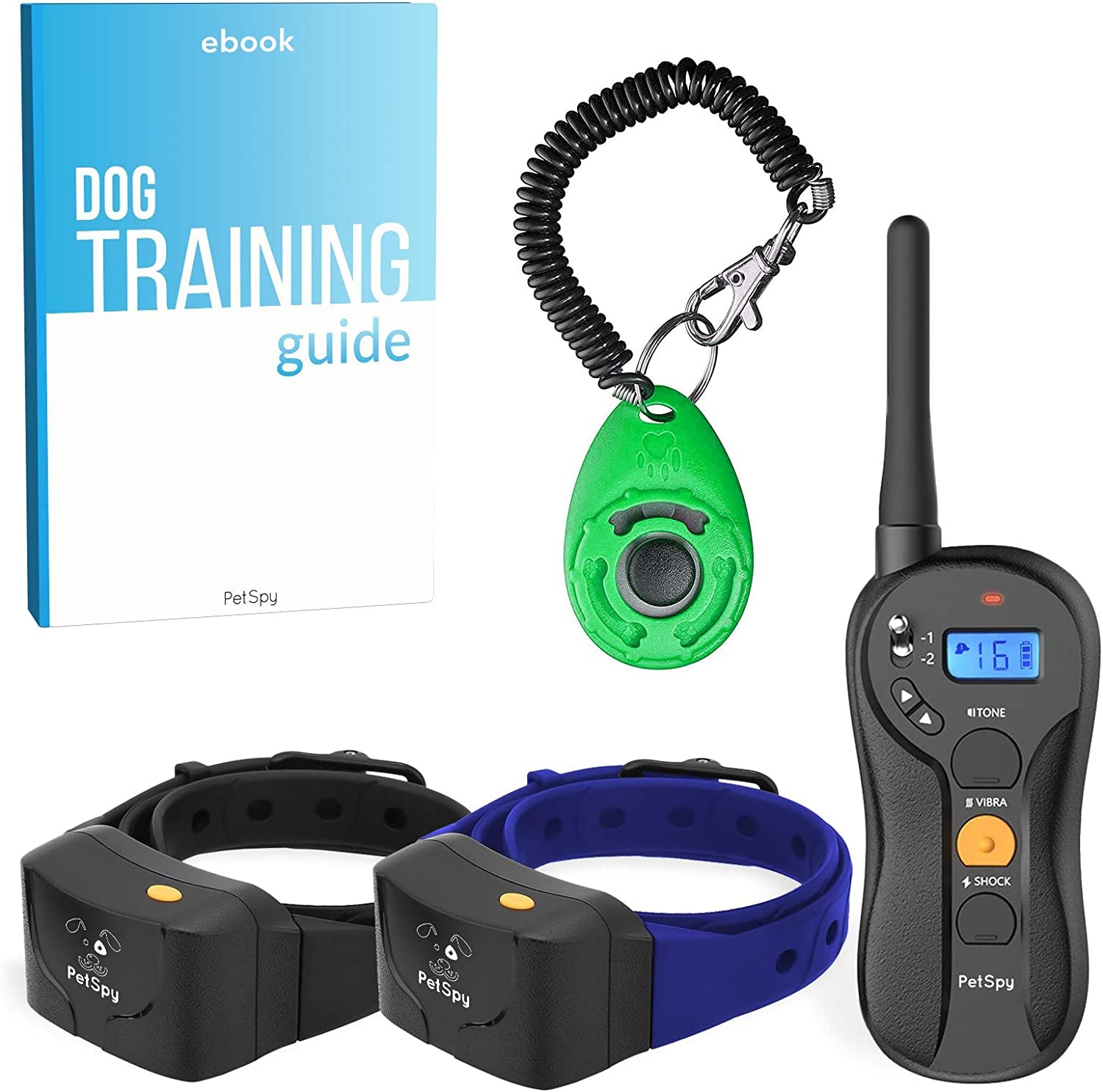 Petspy P620 Training E-Collar for Dogs, Waterproof, Rechargeable, Vibration/Shock/Beep - 10 to 140lbs