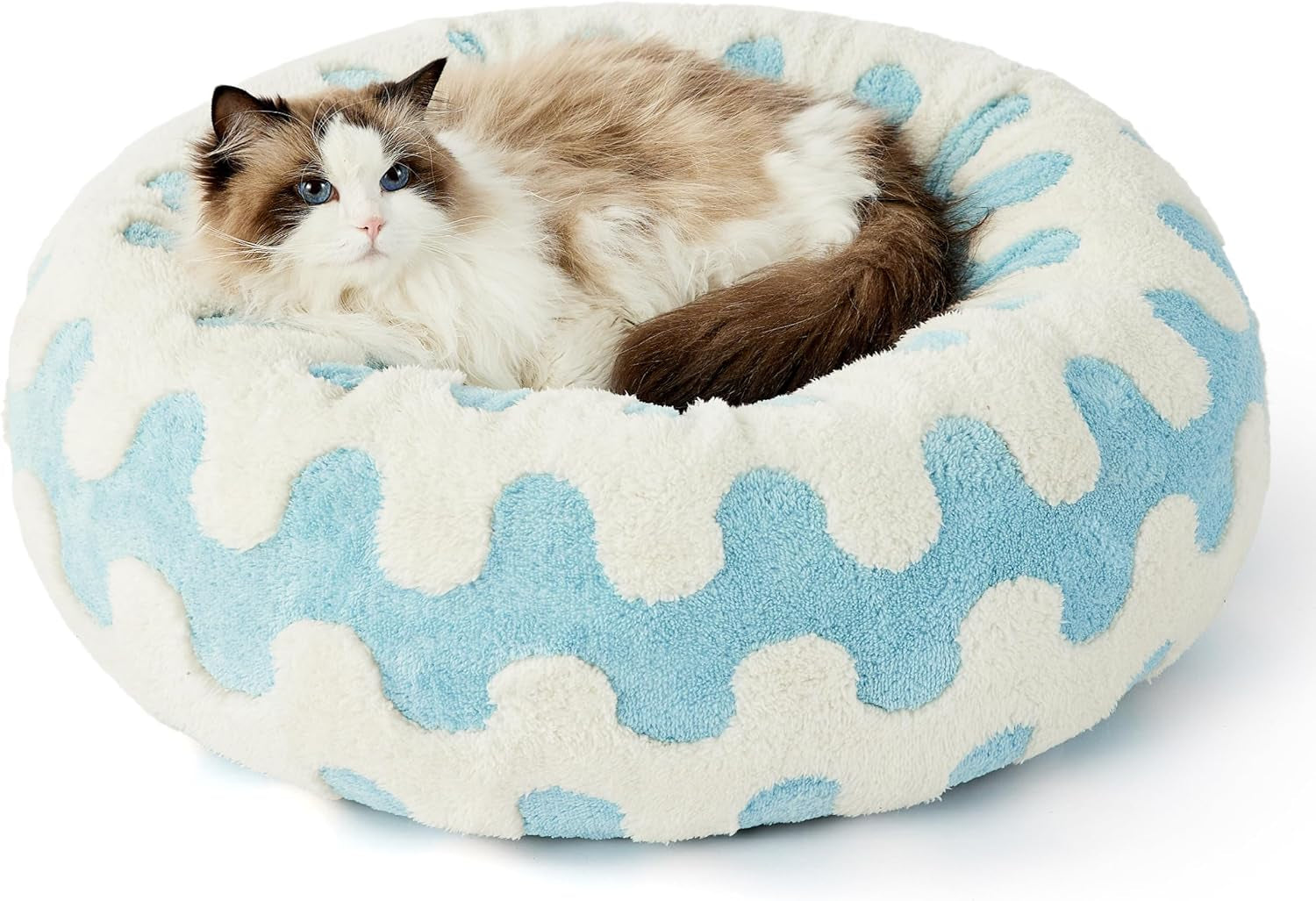 Lesure Donut Shaggy Plush Dog Bed: Calming, Anti-Slip, Various Colors & Sizes