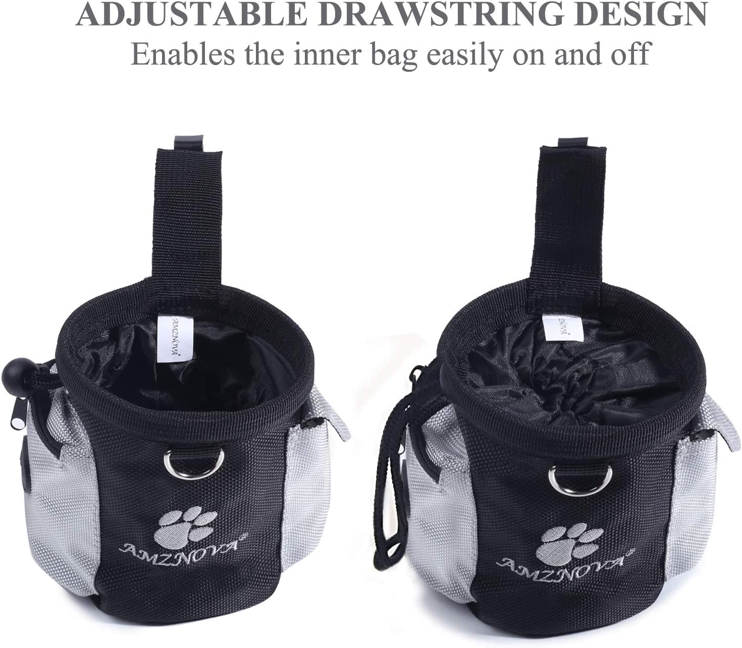 Dog Treat Bag with 3-Cup Capacity, Training Pouch with Waistband - Black