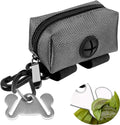 Dog Poop Bag Holder Set, Leash Attachment, Metal Carrier, Hands-Free Design - Black