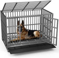Lemberi Heavy-Duty Dog Crate – Escape-Proof, High-Anxiety Crate with Lockable Wheels, Double Doors, Removable Tray, Extra Large for Indoor Use