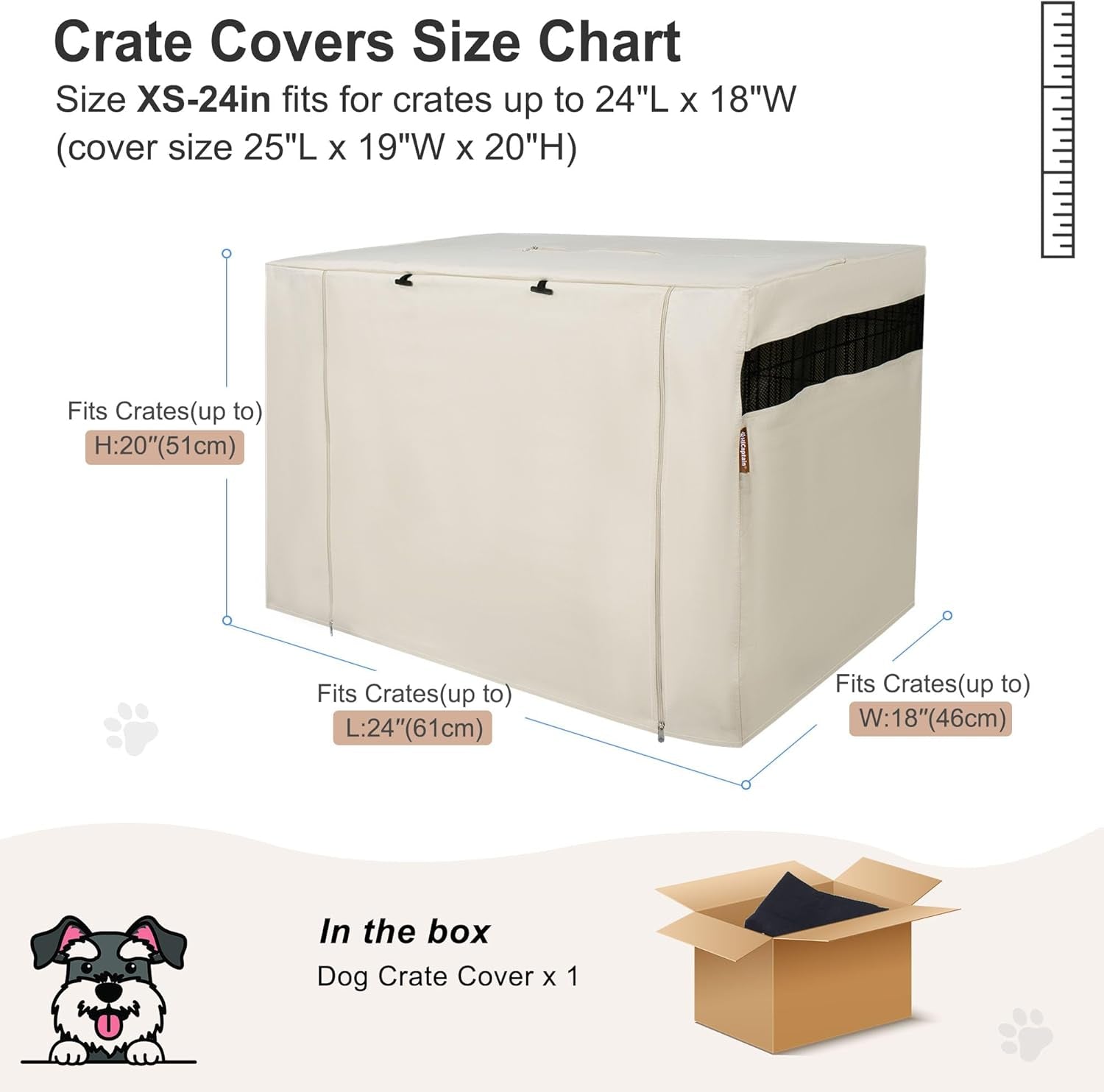 Hicaptain Windproof Polyester Dog Crate Cover – Durable Indoor/Outdoor Pet Kennel Cover for Wire Crates