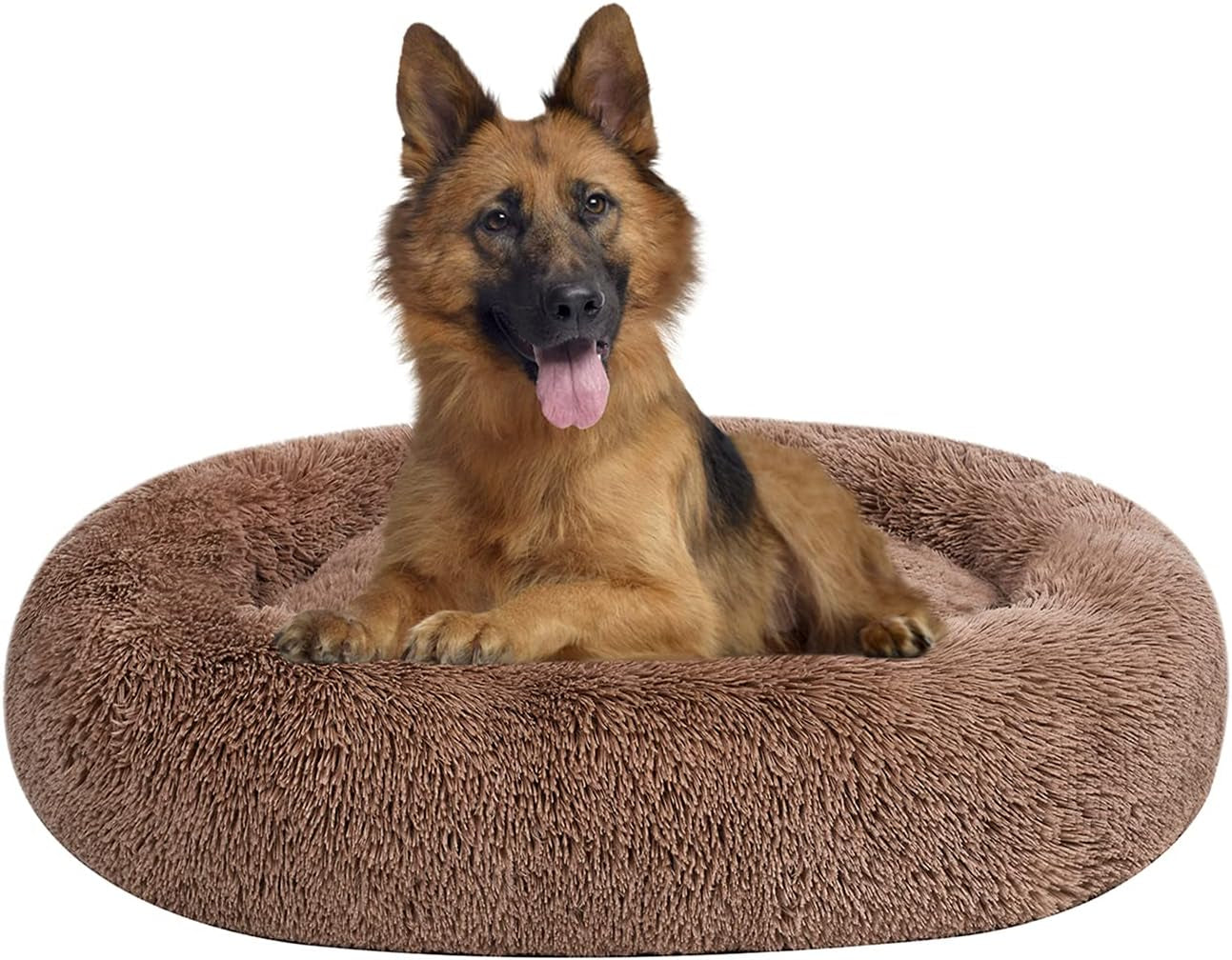 Coohom Oval Donut Cuddler Dog Bed 36", Shag Faux Fur, Washable - for Small & Medium Breeds