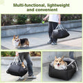 Dog Car Seat - Soft Booster Seat with Storage Pockets, Detachable & Washable Travel Bed, Clip-On Seat Belt