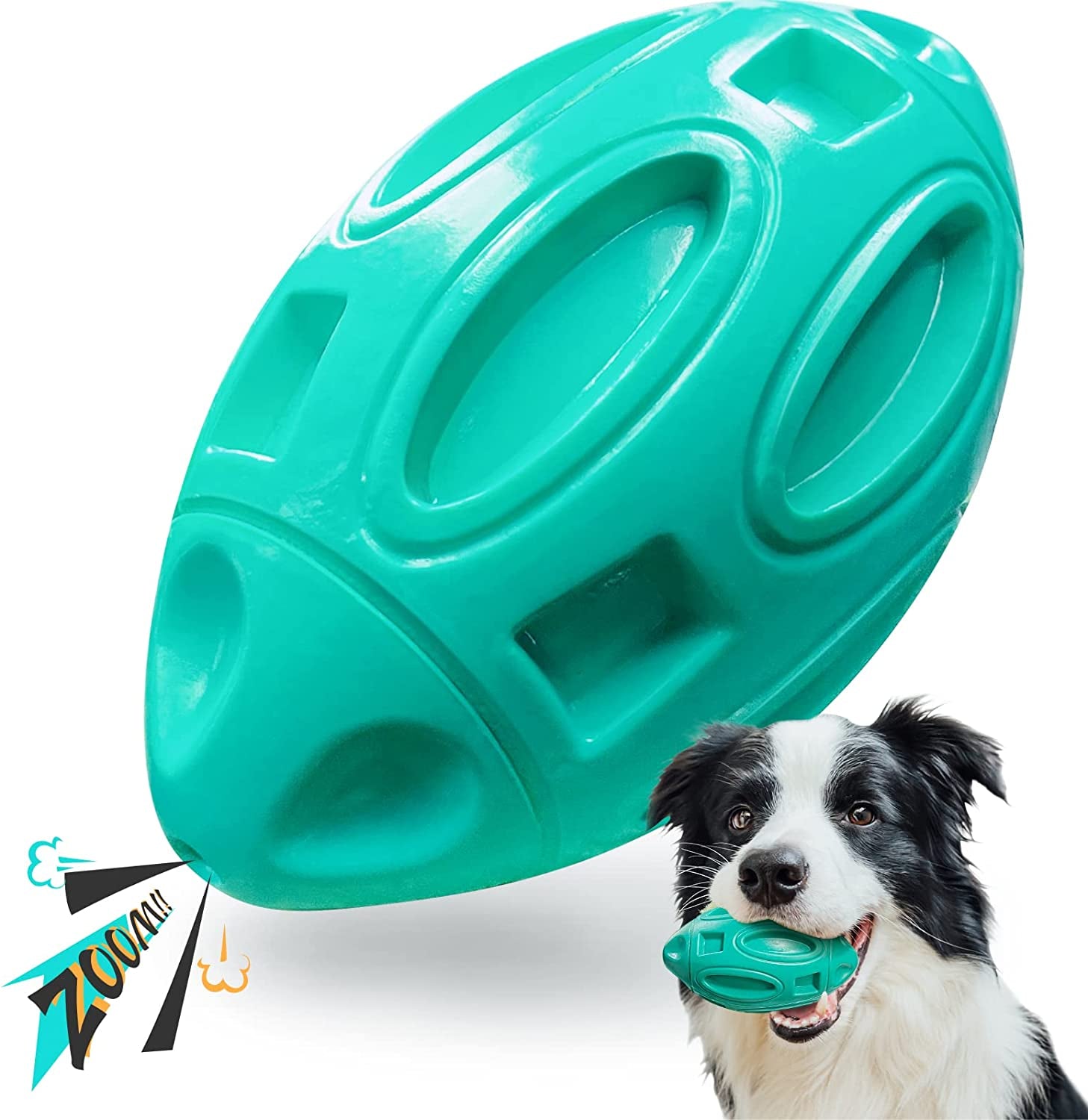 Squeaky Rubber Chew Ball for Aggressive Chewers - Durable and Almost Indestructible Pet Toy for Medium & Large Dogs