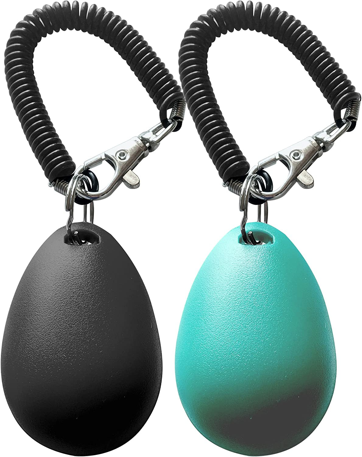 Dual Pack Pet Training Clickers with Wrist Straps: Black & Blue, Effective for Dogs