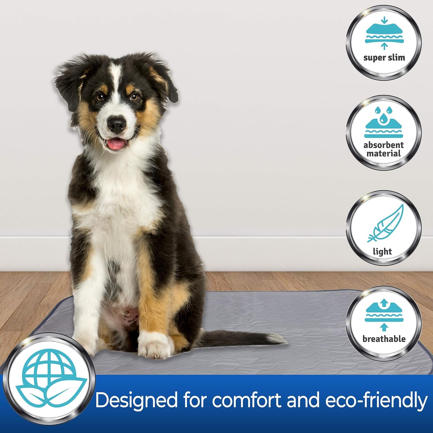 PET MAGASIN Reusable Washable Pet Pads - Highly Absorbent, Waterproof Bottom, Perfect for Crates & Training, 3 Pack