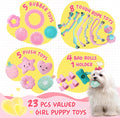 Pink Puppy Toys for Boredom - 23 Pack Puppy Chew Toys for Teething, Interactive Dog Toys for Puppies, Cute Small Dog Toys with Treat Ball, Squeaky Dog Chew Toys and Ropes