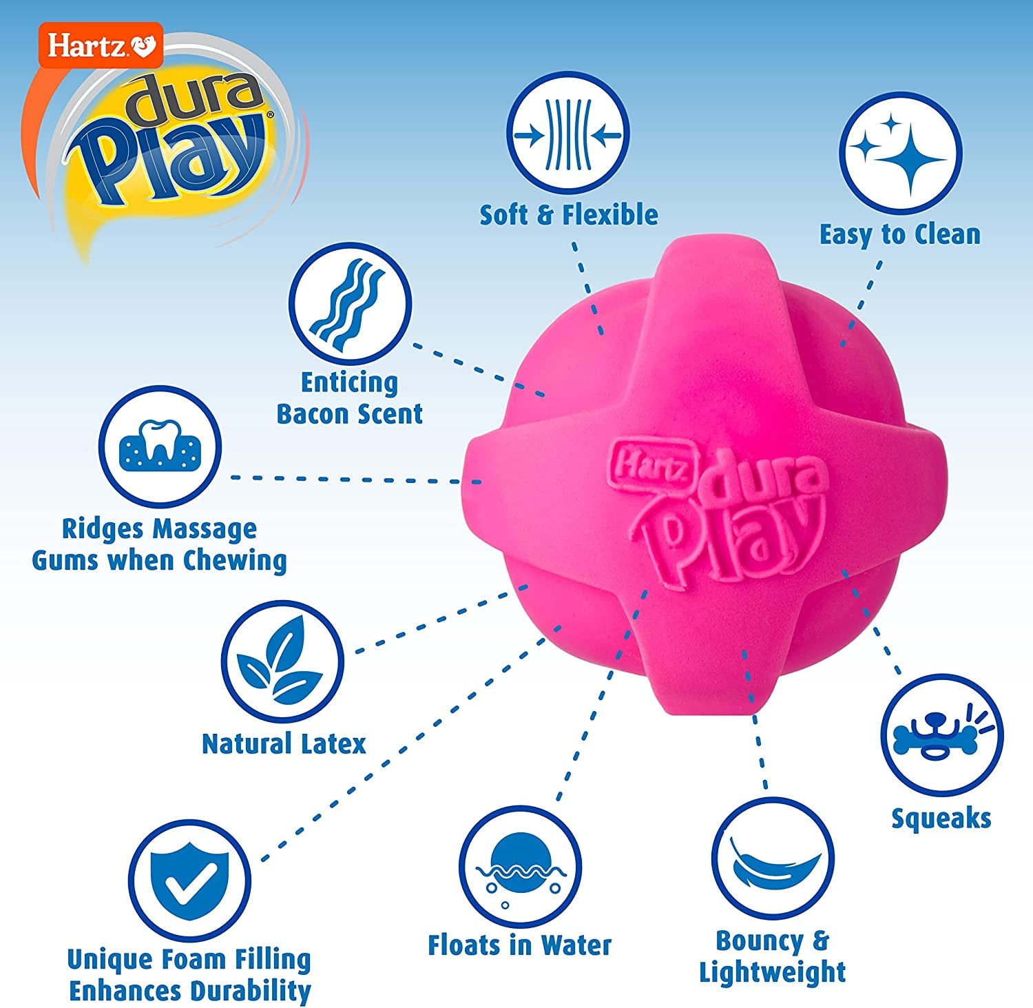 Hartz Dura Play 3-Pack Squeak Ball Toy for Small Breeds: Bacon Scented