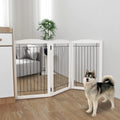 Freestanding Foldable Dog Gate - Extra Wide 3 Panel Wooden Pet Gate for Indoor Use, Tall Puppy Barrier for Doorways & Stairs
