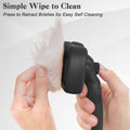 Self-Cleaning Slicker Brush for Dogs & Cats - Gentle Grooming Brush for Shedding & Deshedding, Black