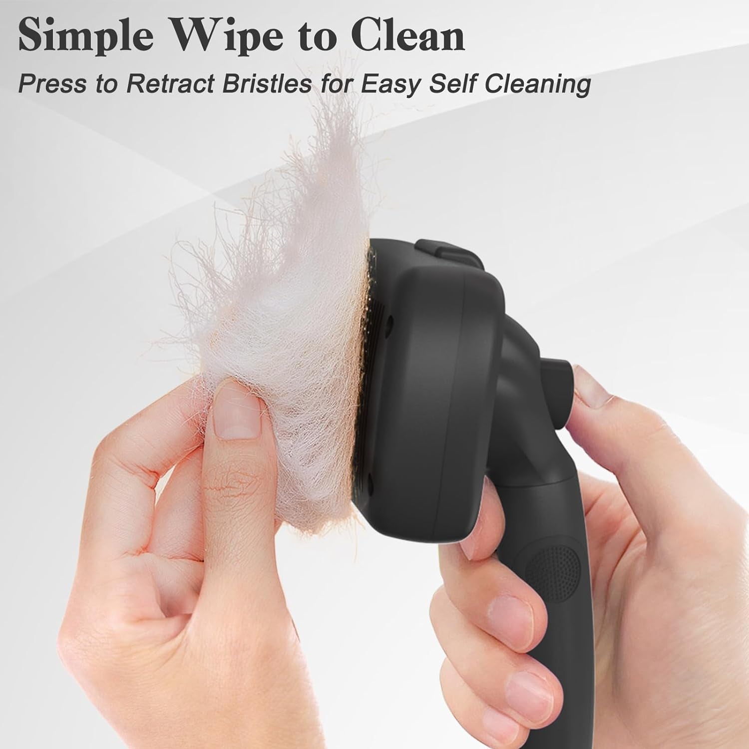 Self-Cleaning Slicker Brush for Dogs & Cats - Gentle Grooming Brush for Shedding & Deshedding, Black
