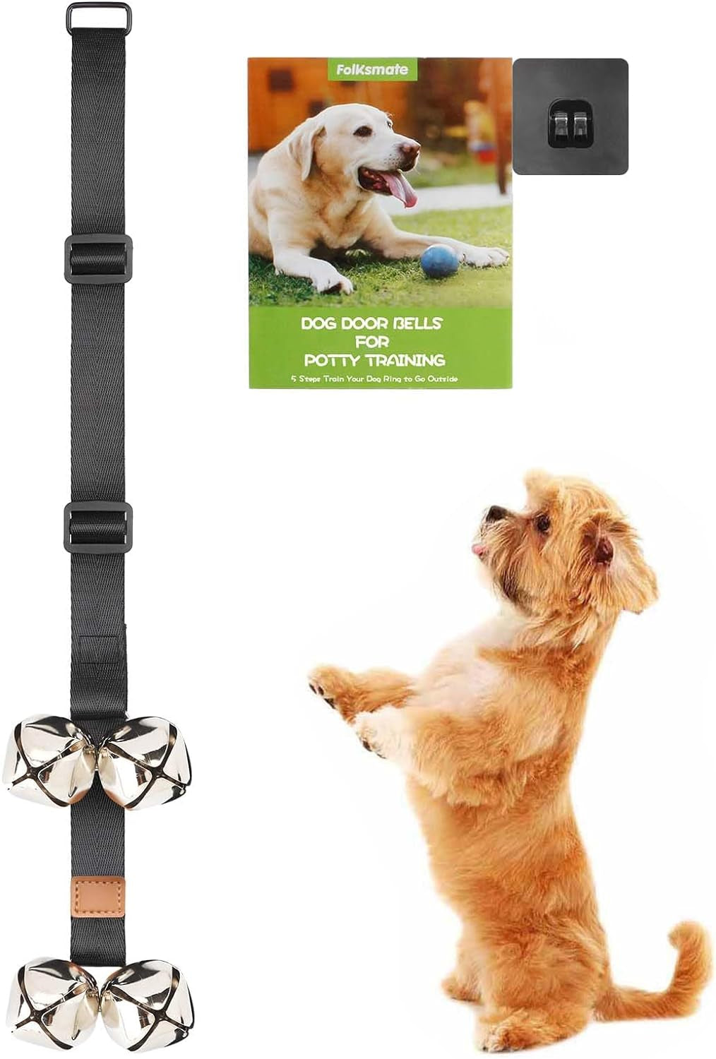 Folksmate Adjustable Dog Doorbells for Potty Training – Extra Loud Bells for Housebreaking, Durable Puppy Potty Training Bells for Door Knobs