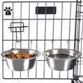 Set of 2 Stainless Steel Dog Bowls, 8Oz, Dishwasher Safe, Hangs in Cage/Kennel/Crate, Silver