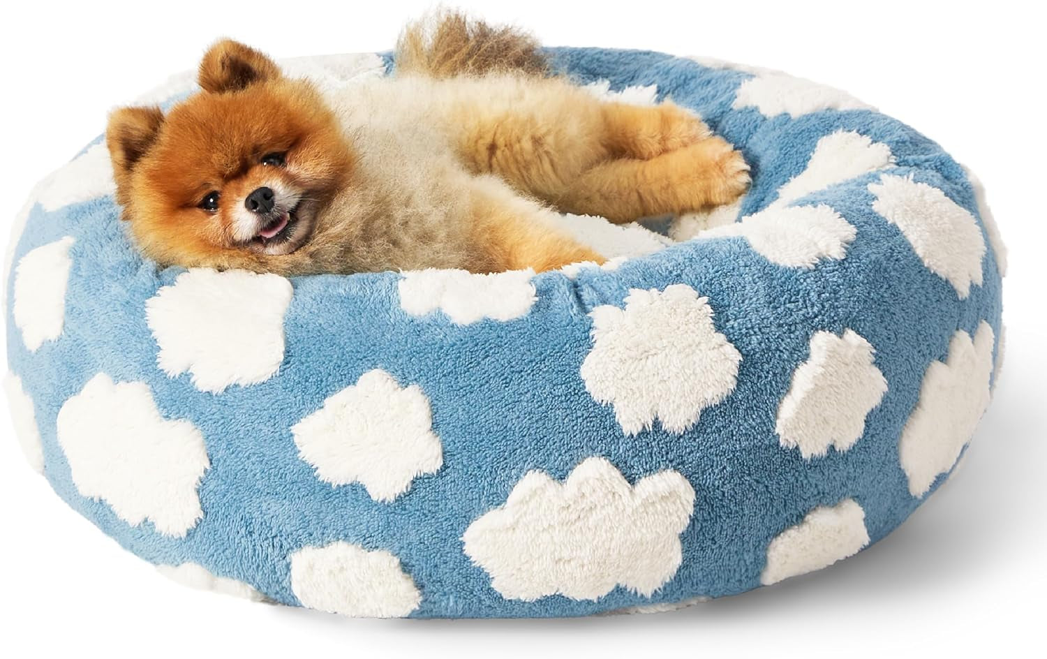 Lesure Donut Shaggy Plush Dog Bed: Calming, Anti-Slip, Various Colors & Sizes