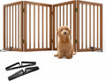Wooden Foldable Dog Gate, Freestanding Multi-Panel Indoor Pet Gate, Extra Wide 24
