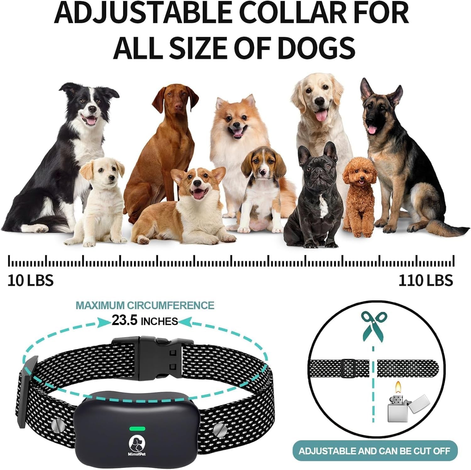 Wireless Dog Fence for 2 Dogs – 3500ft Range Electric Fence with Rechargeable Dog Shock Collar, 3 Training Modes, Flash Light, Waterproof