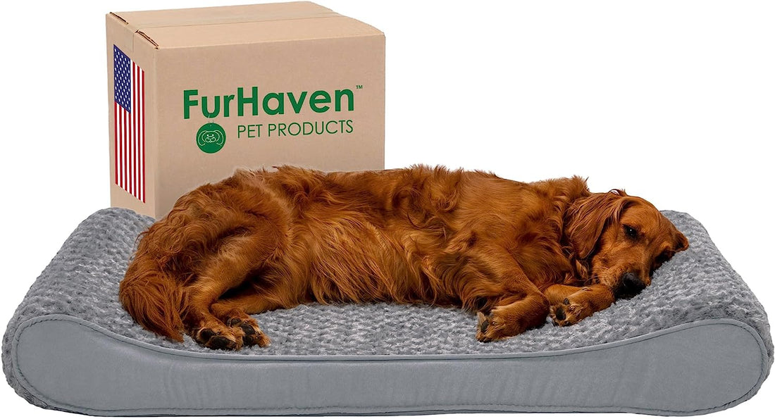 Furhaven Luxe Lounger Orthopedic Bed, Ultra Plush, for Dogs up to 75 Lbs, Jumbo/XL, Gray