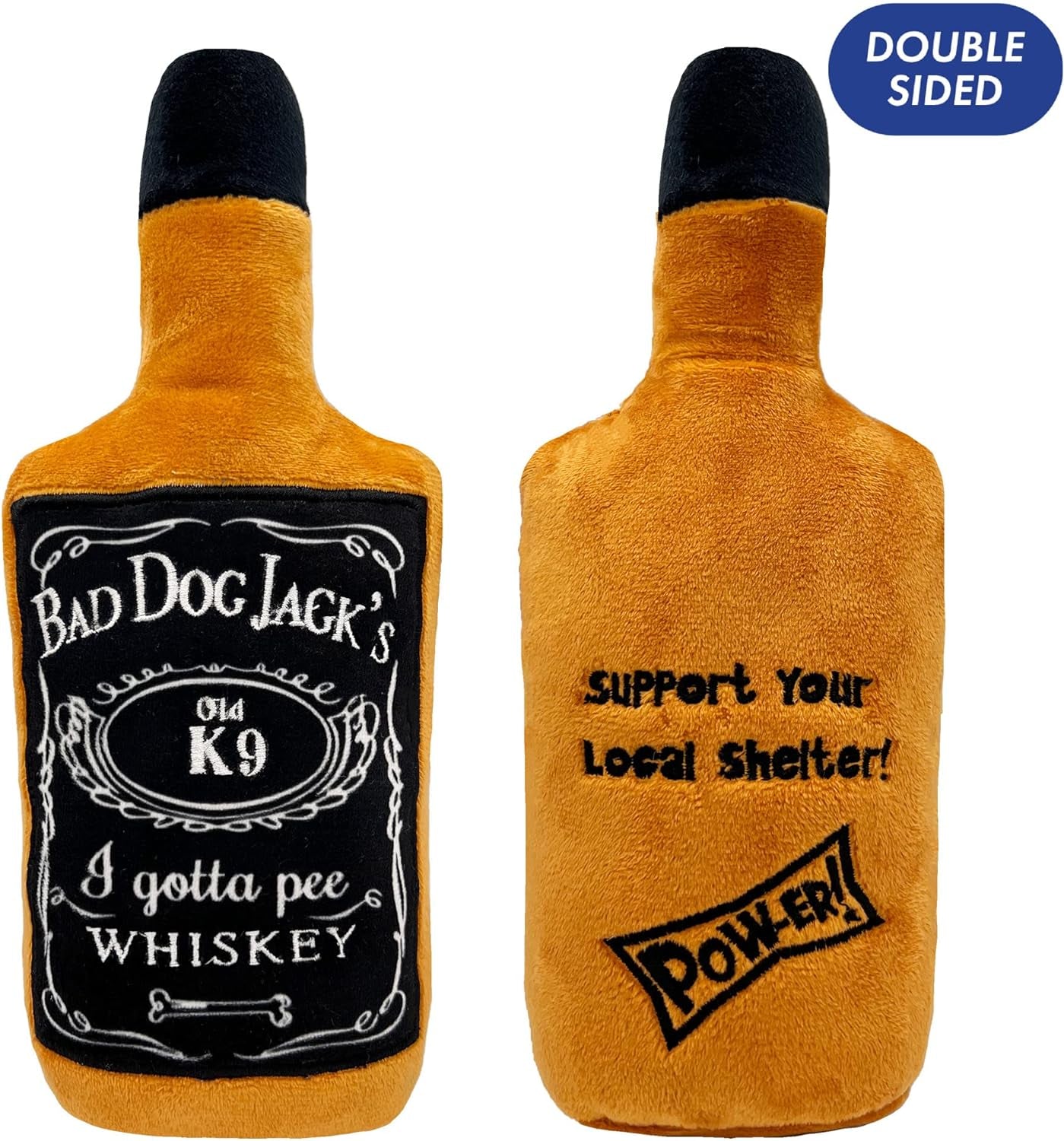 Small Whiskey Bottle Shaped Plush Squeaky Dog Toy, Fun & Durable, Safe with Squeaker for Playtime Fun