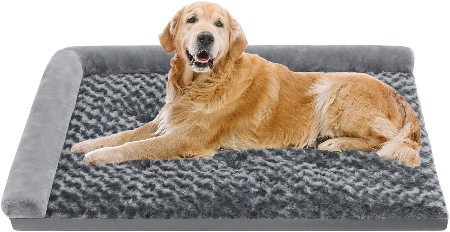 XL Washable Dog Bed with L-Shaped Bolster and Non-Skid Bottom for Large Dogs - 40x32 Inch