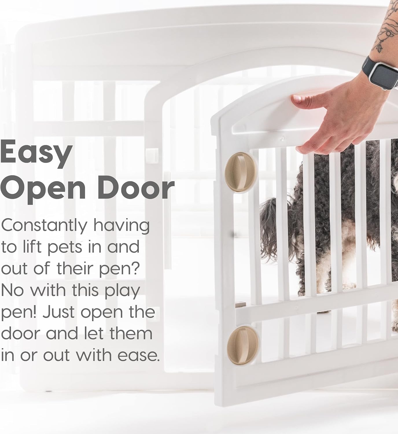 IRIS USA 4-Panel Dog Playpen with Door – Foldable, Customizable Indoor/Outdoor Puppy Playpen, Easy to Assemble, Portable Pet Pen