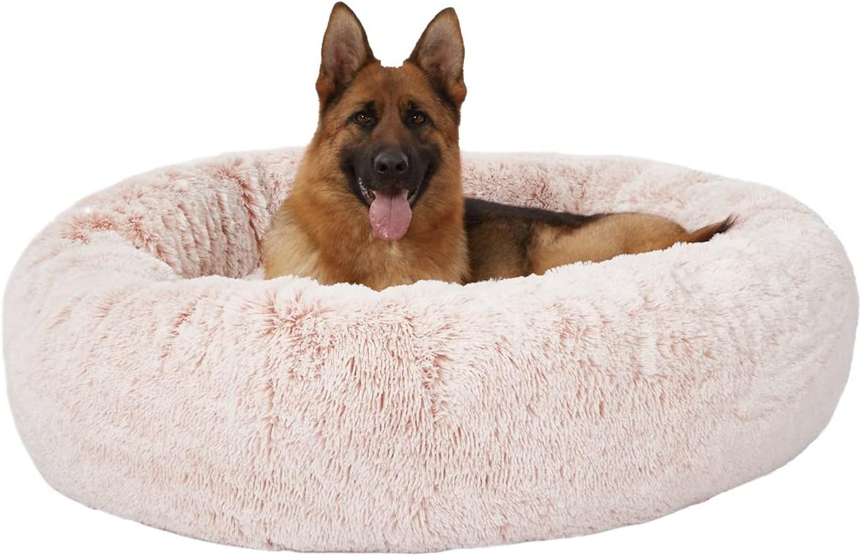 Calming Donut Dog Bed, 36" - Fluffy, Anti-Anxiety, Washable for Large Dogs - Various Colors & Sizes