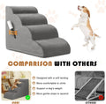 Romrol 4-Tier Dog Stairs: Non-Slip, Waterproof Fabric Cover, Ramp for Pets with Joint Issues, Grey