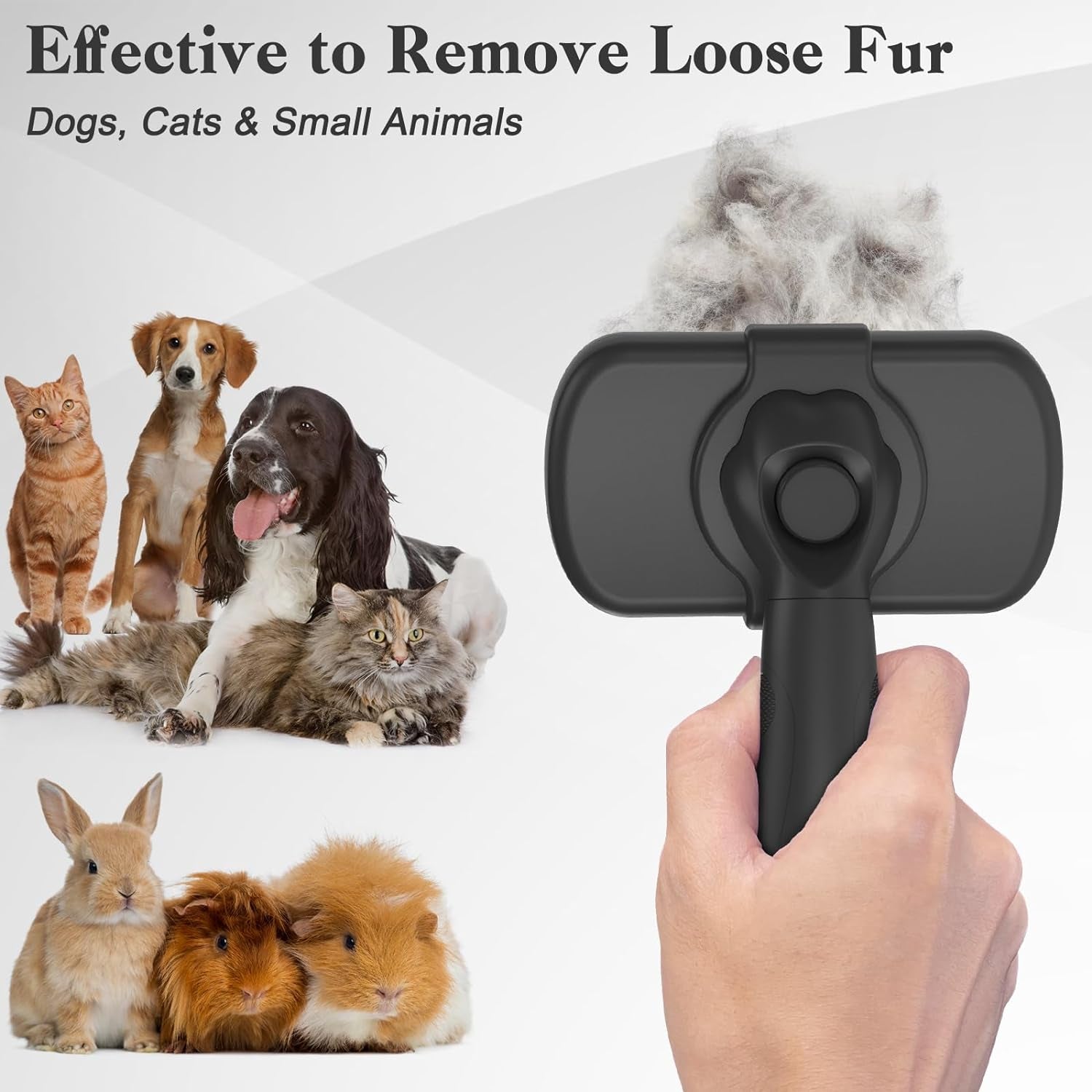 Self-Cleaning Slicker Brush for Dogs & Cats - Gentle Grooming Brush for Shedding & Deshedding, Black