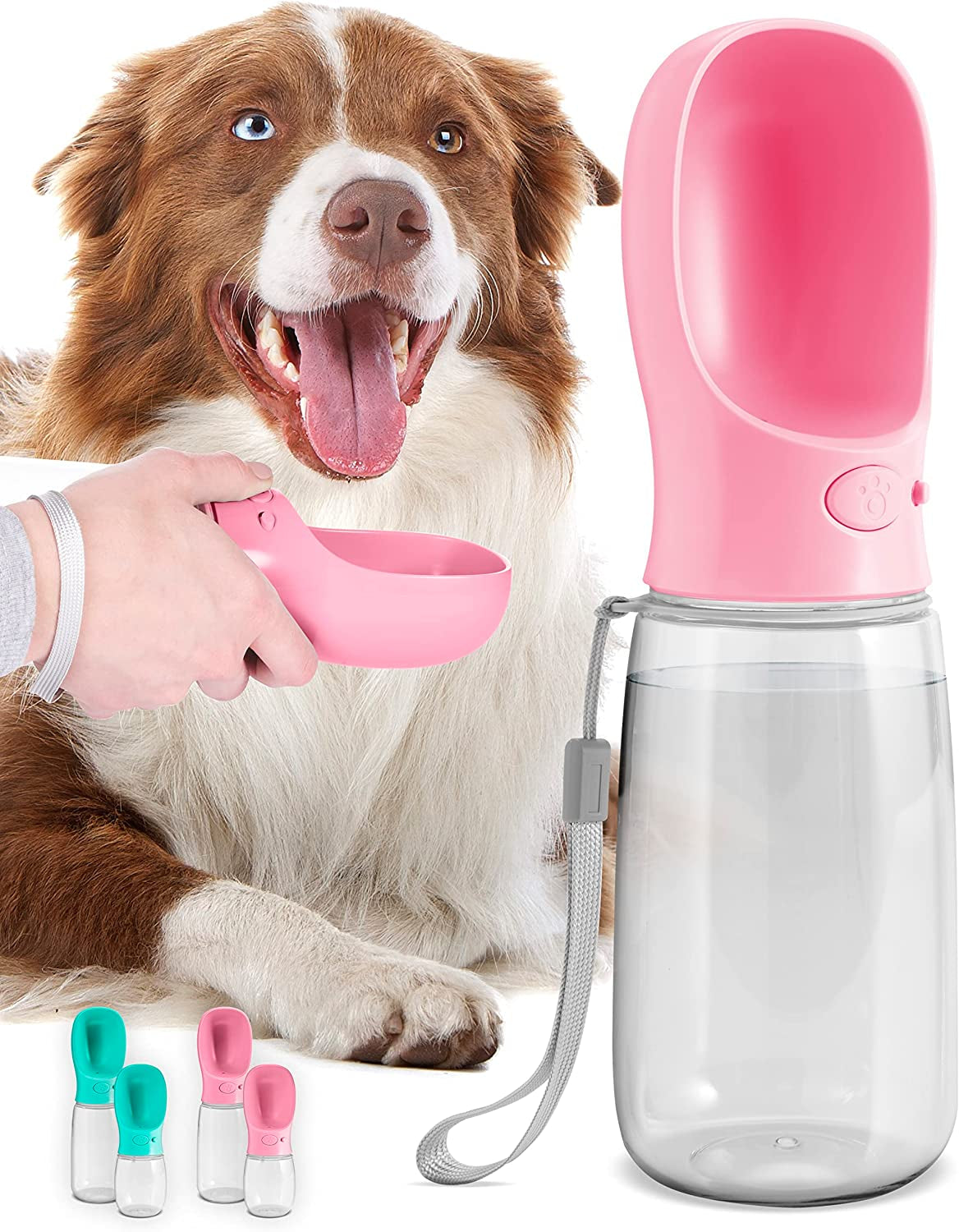 Malsipree Portable Dog Water Bottle 19oz: Leak-Proof, Lightweight with Travel Bowl, Various Colrs & Sizes